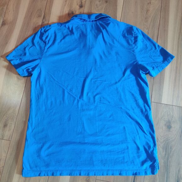 James Perse Polo Shirt Mens XL Size 4 Blue Short Sleeve Soft Sueded, Made in USA - Picture 6 of 9